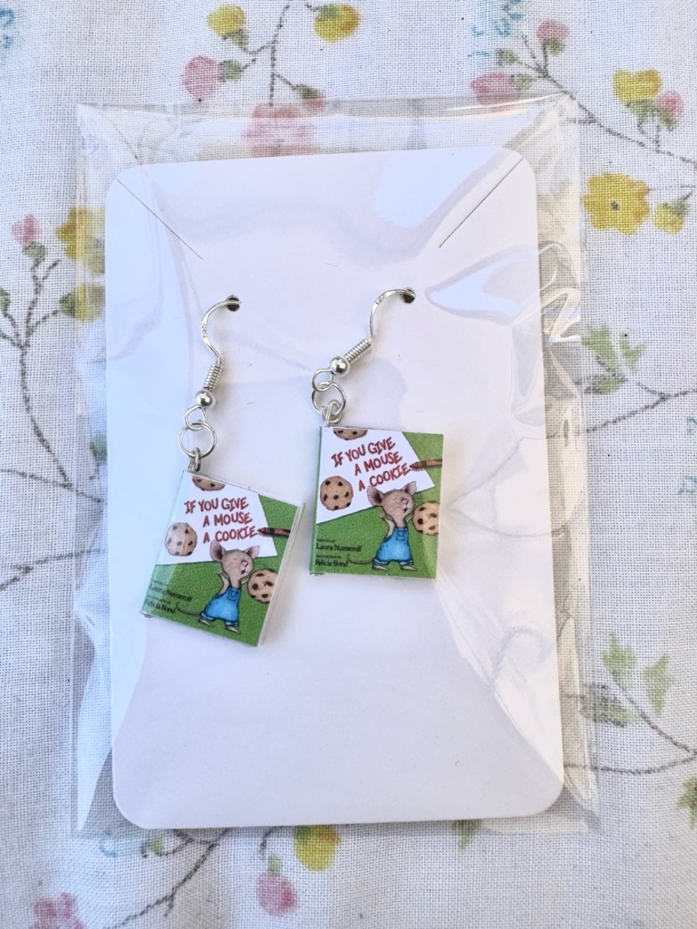 If You Give a Mouse a Cookie Book Dangle Earrings